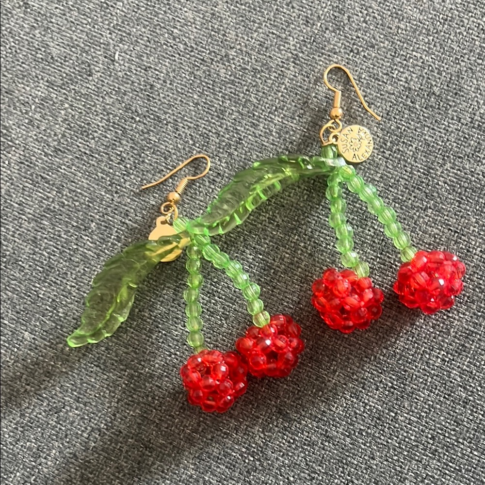 Susan Alexandra Cherry Earrings - Red and Green